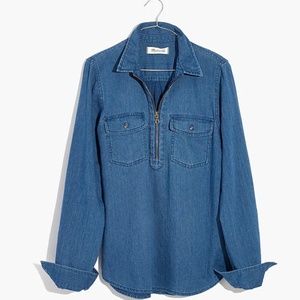 Madewell Indigo Zip-Front Popover Shirt